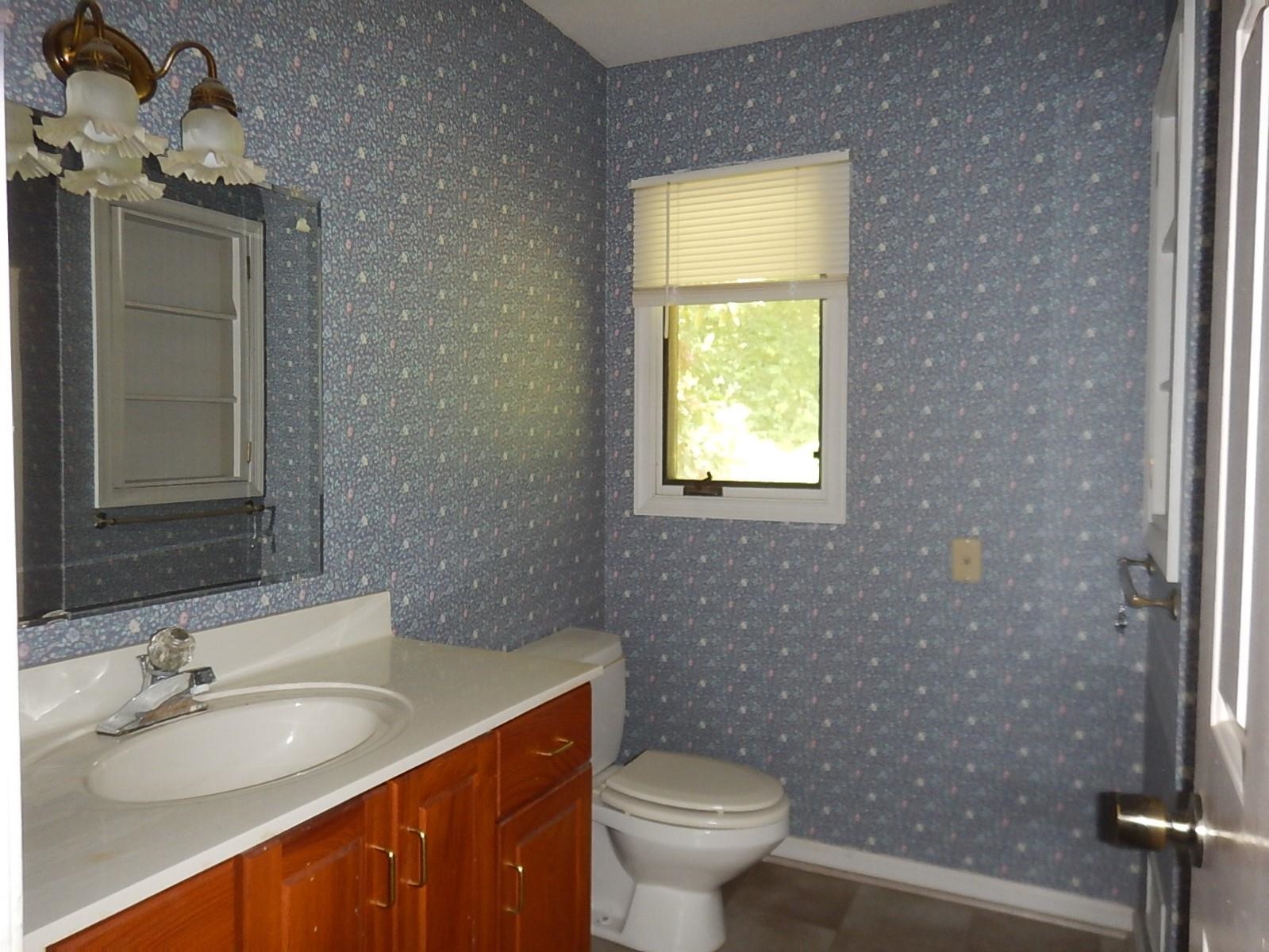 161 Smoky Row Road Staunton, VA 24401 - Photo 17 of 25 a bathroom with a granite countertop sink toilet and mirror