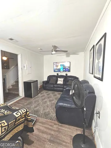 a living room with furniture