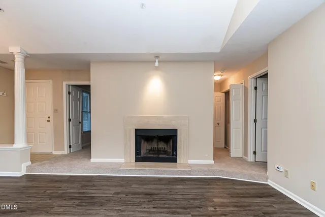 a view of a livingroom with a fireplace