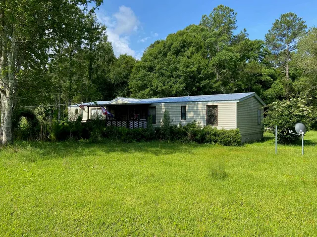 a view of backyard with a garden and trees