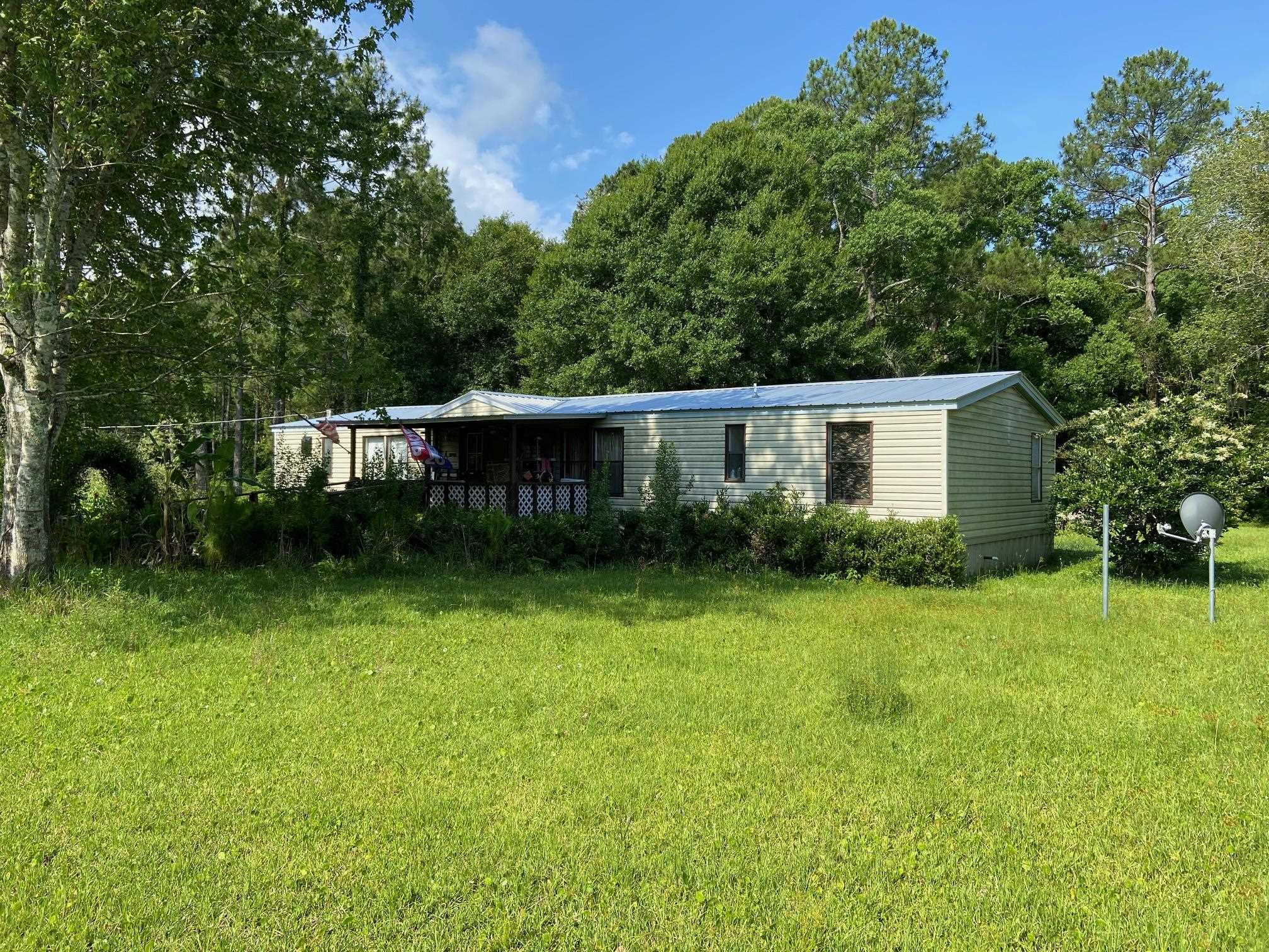 a view of backyard with a garden and trees