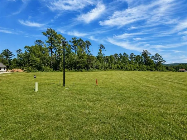 a view of a golf course with a lake