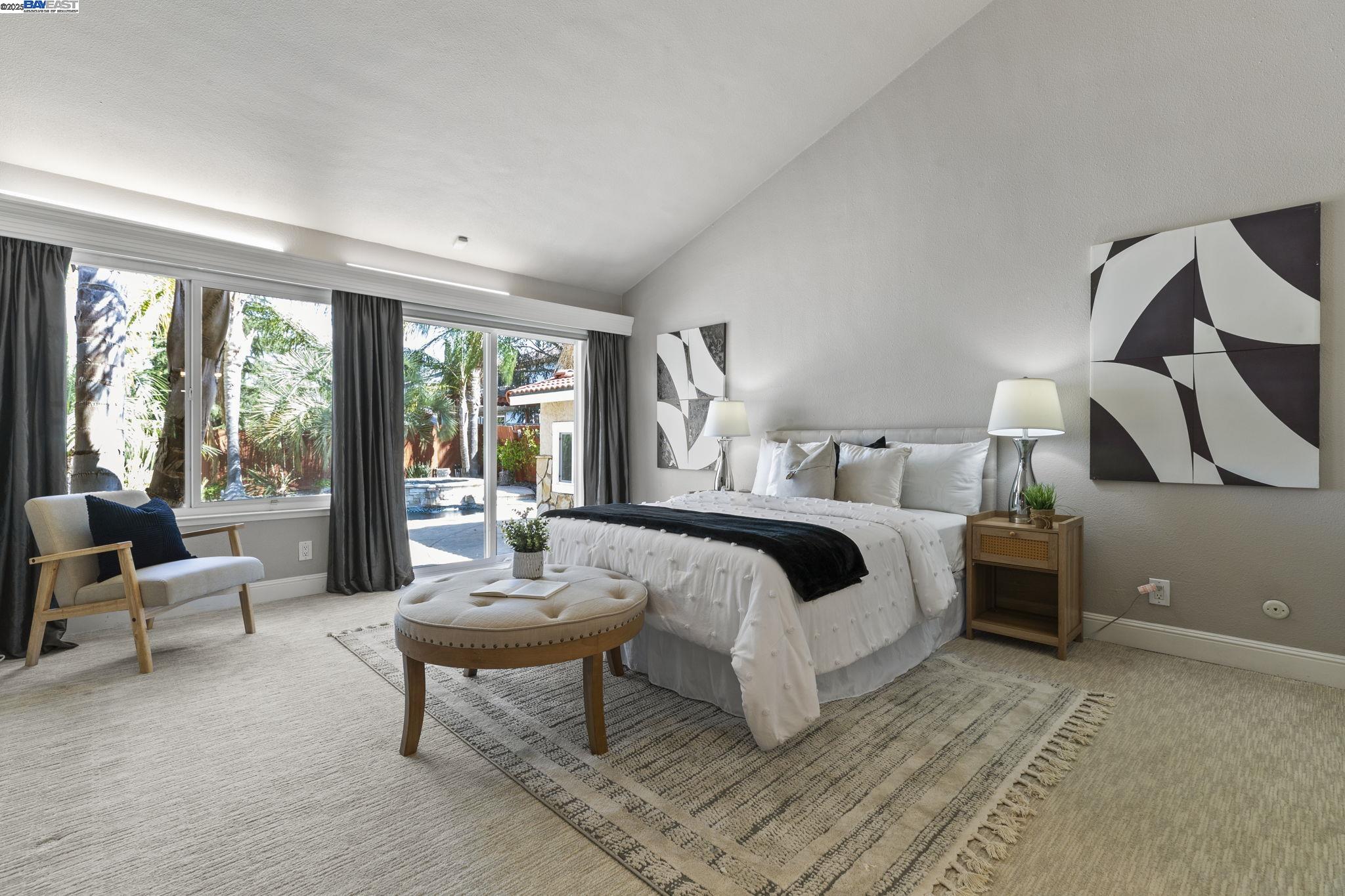 820 Pinehurst Place San Ramon, CA 94583 - Photo 21 of 54 a bedroom with a bed and large windows