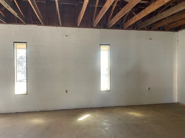 a living room with patio