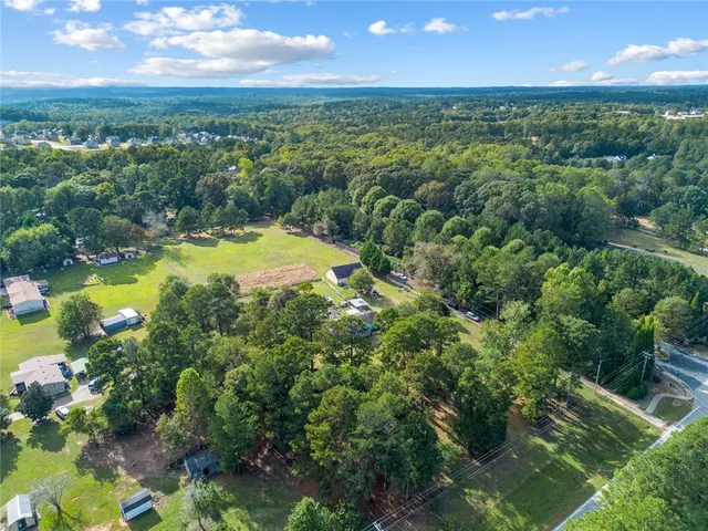 a view of a lake with a city