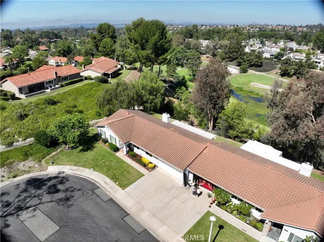 an aerial view of a house