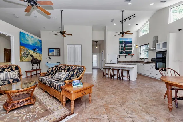 an outdoor space with chairs