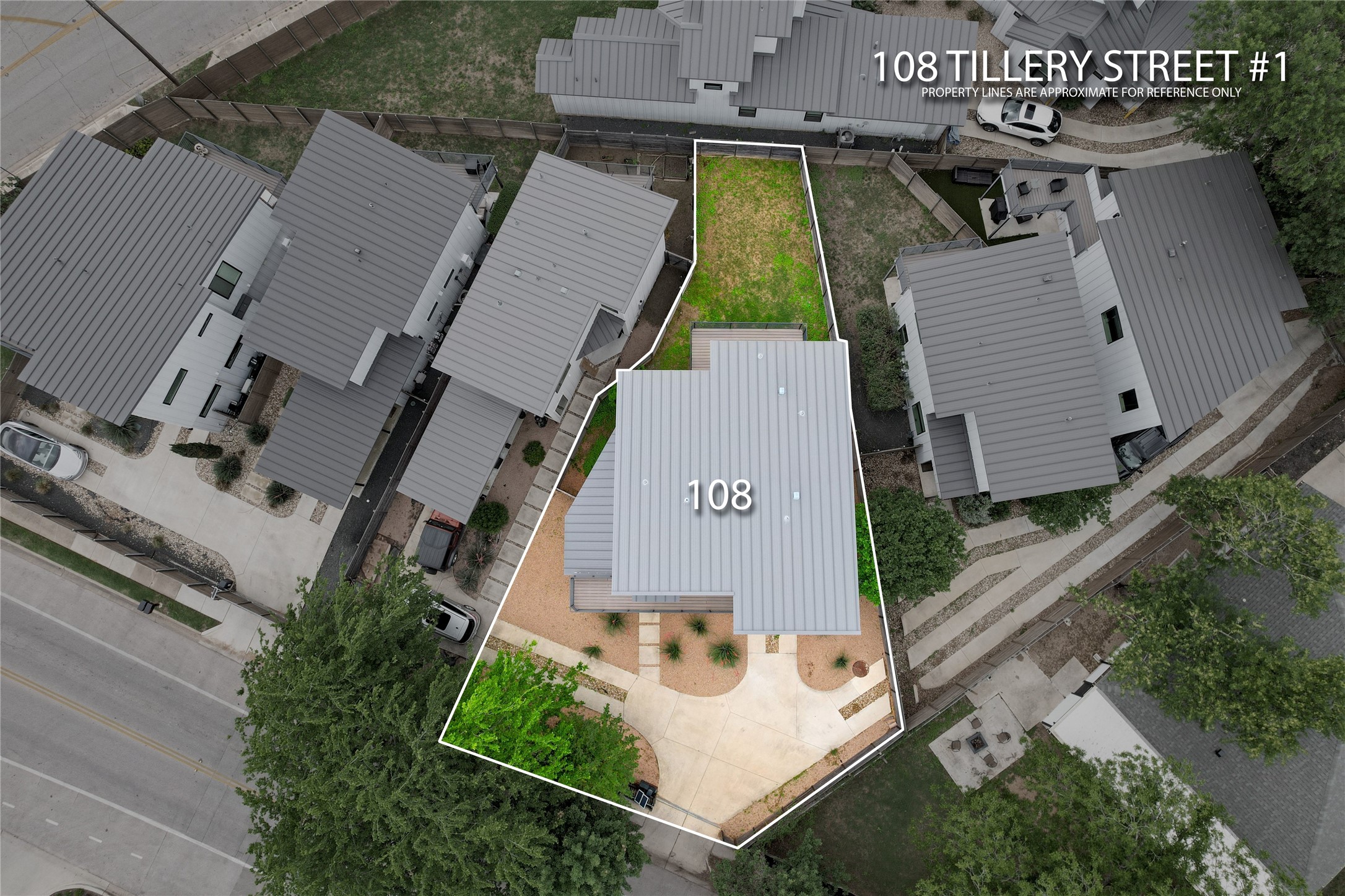 108 Tillery Street, Unit 1 Austin, TX 78702 - Photo 36 of 40 an aerial view of a house with garden space and street view