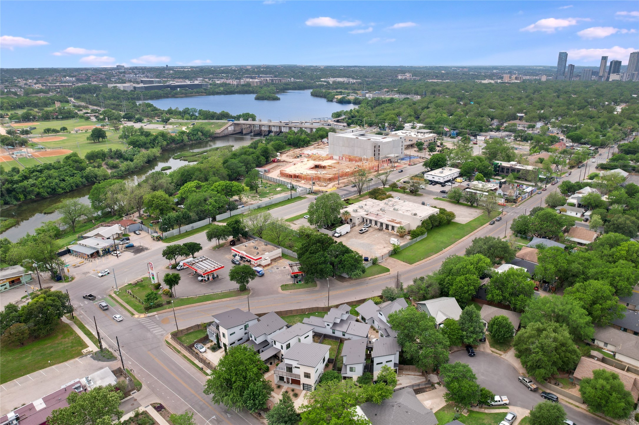 108 Tillery Street, Unit 1 Austin, TX 78702 - Photo 38 of 40 an aerial view of a city with lots of residential buildings ocean and mountain view in back