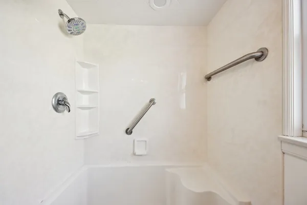 a bathroom with a shower