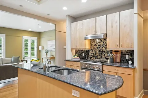 a kitchen with counter top space