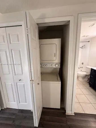 a utility room with a washer and dryer