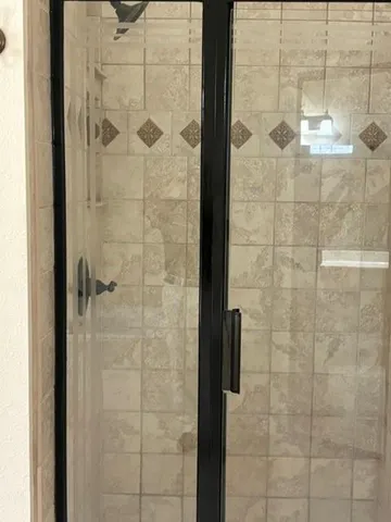 a bathroom with a shower