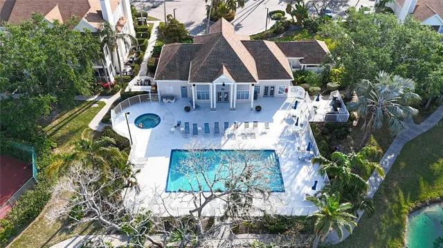 a aerial view of a house with balcony