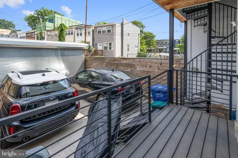 a view of a garden with patio