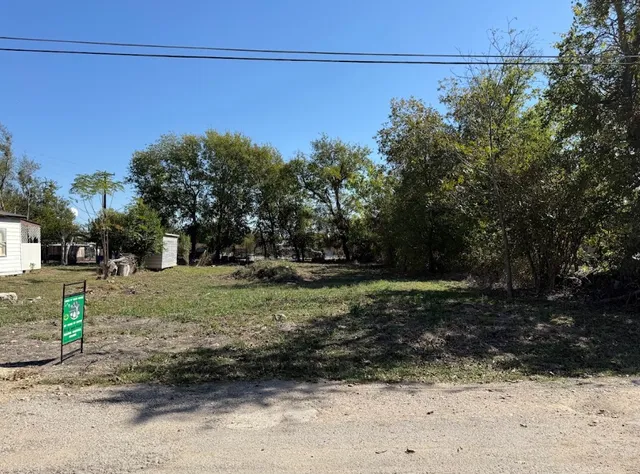a view of a yard with a tree