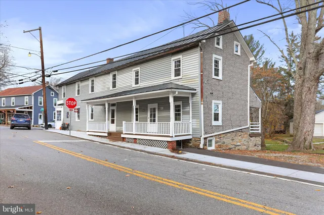 a front view of a building with street