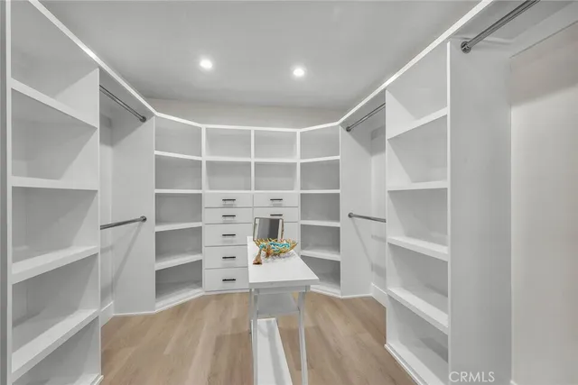 a view of an empty walk in closet