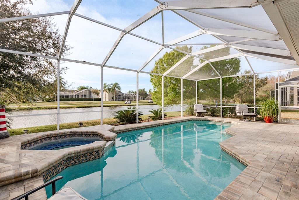 19216 Inlet Cove Court Lutz, FL 33558 - Photo 16 of 41 a view of a swimming pool with a patio and yard of the house