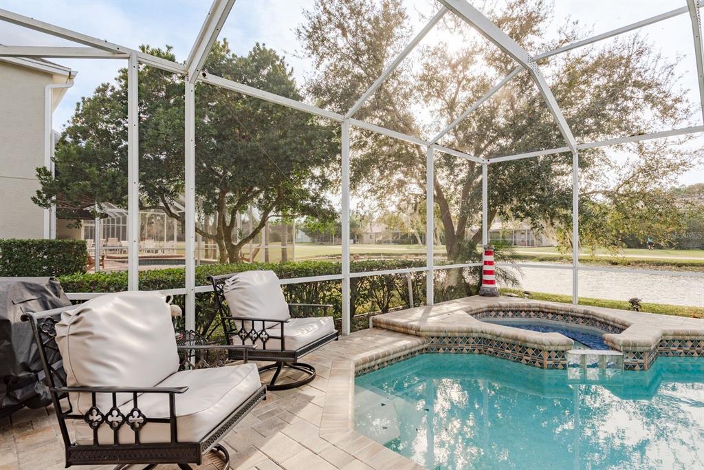 19216 Inlet Cove Court Lutz, FL 33558 - Photo 19 of 41 a view of a patio with table and chairs and potted plants