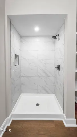 a bathroom with a bathtub