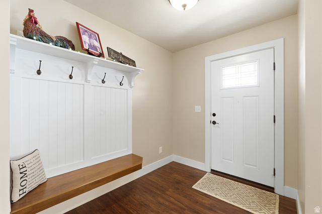 2420 West Old Hwy Road Morgan, UT 84050 - Photo 19 of 54 Mudroom with dark wood-style flooring and baseboards