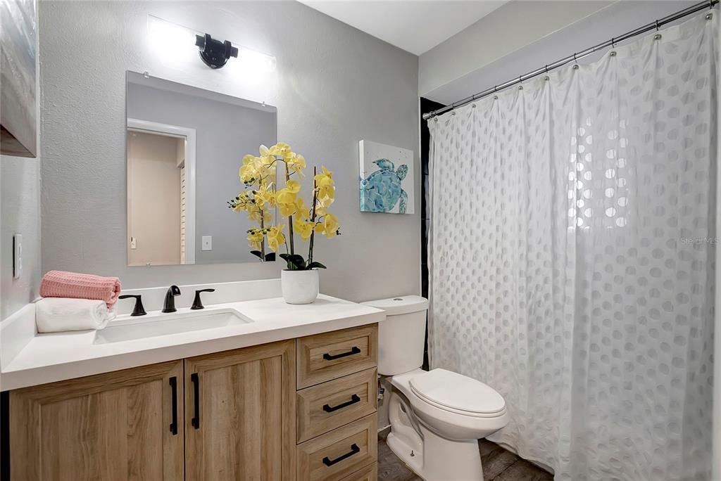 16133 Ravendale Drive Tampa, FL 33618 - Photo 35 of 46 a bathroom with a granite countertop sink toilet and a mirror
