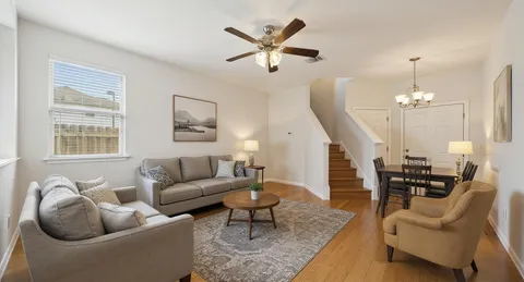 a living room with furniture