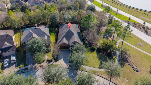an aerial view of a house