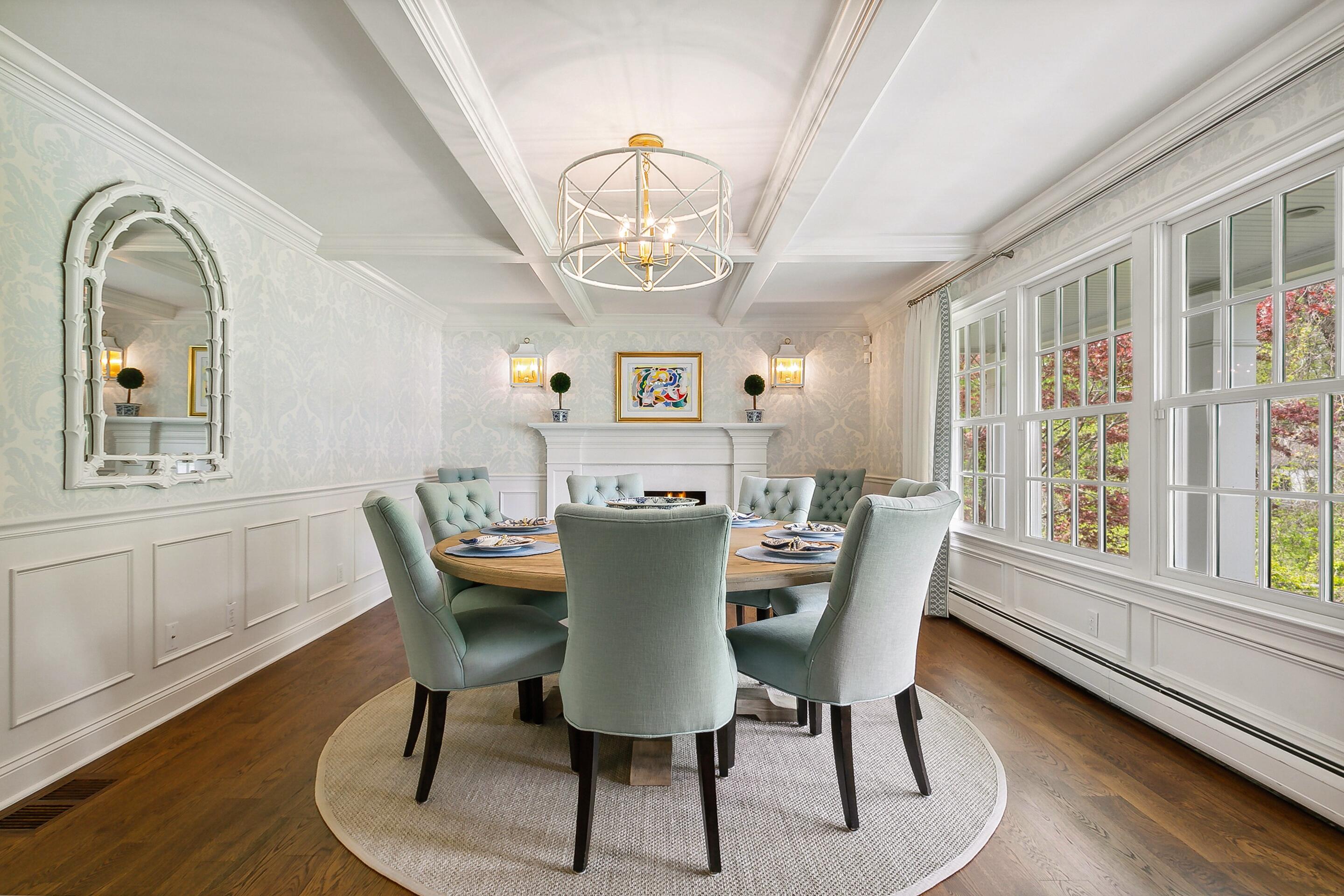 64 Summit Ridge Road New Canaan, CT 06840 - Photo 8 of 39 a view of a dining room with furniture window and wooden floor
