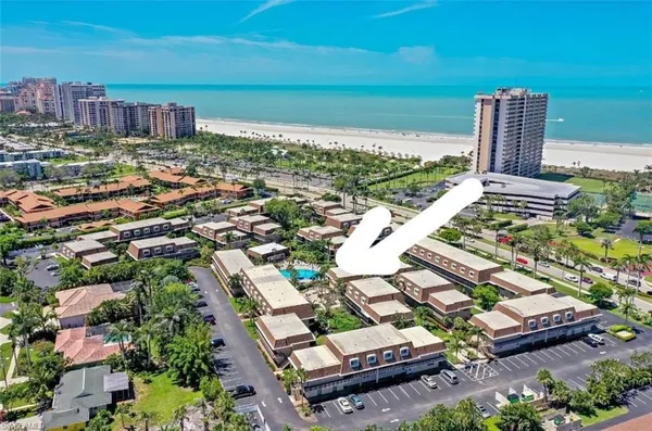 a view of a city with furniture