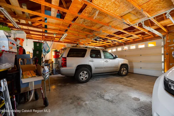 a view of a car in garage