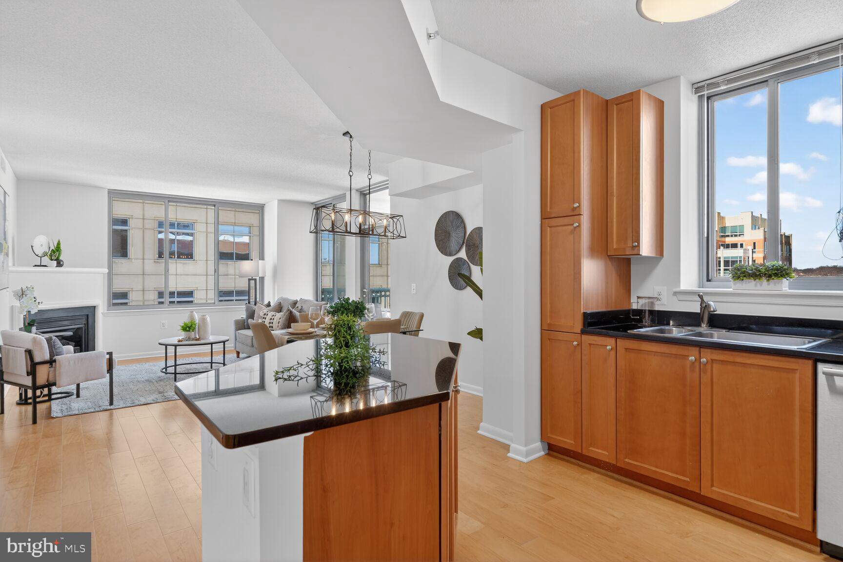 851 North Glebe Road, Unit 817 Arlington, VA 22203 - Photo 6 of 29 a kitchen with stainless steel appliances granite countertop a sink and a refrigerator