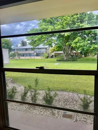 a view of a garden from a window