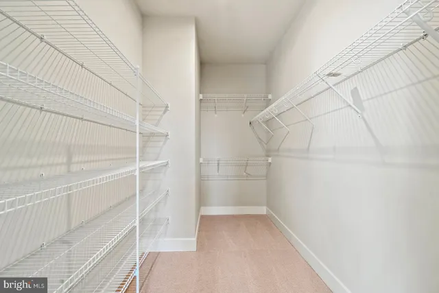 a view of an empty walk in closet