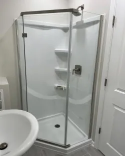 a view of a kitchen with a refrigerator and a stove