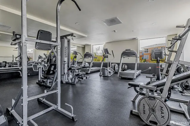 a view of a room with gym equipment
