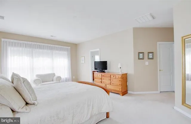 a bedroom with a bed and furniture