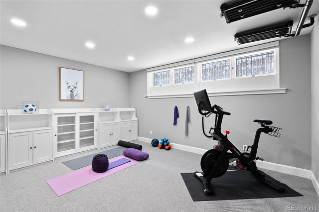 a view of a room with gym equipment