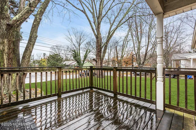 a view of a wooden roof deck