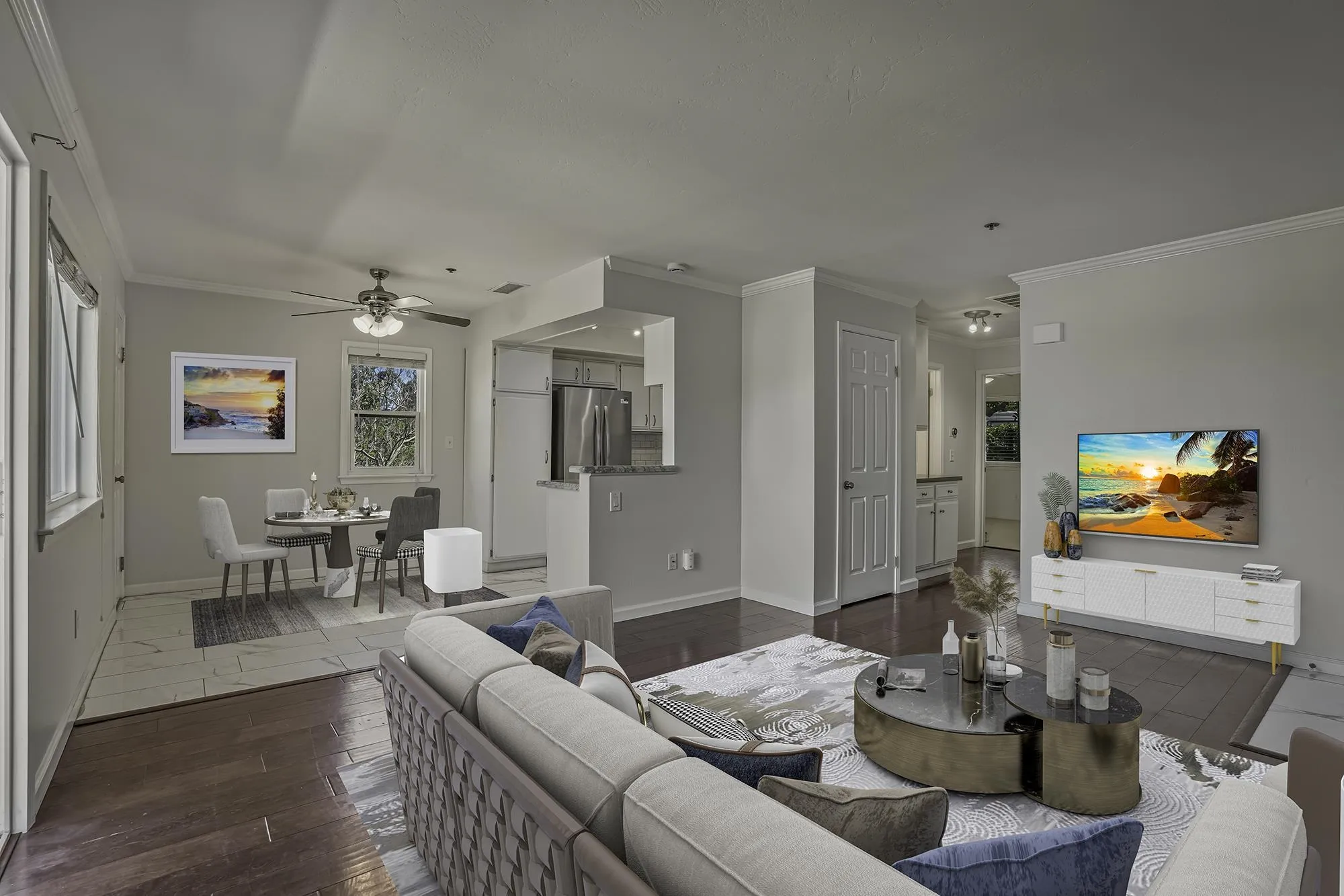 139 Mangano Circle Encinitas, CA 92024 - Photo 4 of 18 a living room with furniture kitchen view and a flat screen tv