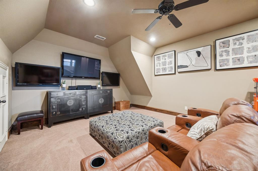 4290 Castle Bank Lane Frisco, TX 75033 - Photo 31 of 40 a living room with furniture and a flat screen tv