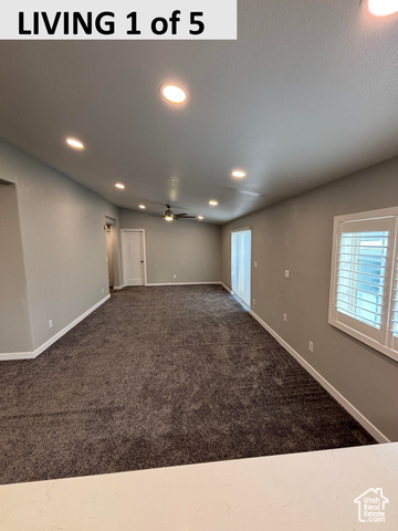335 Memorial Park Road Henefer, UT 84033 - Photo 34 of 51 Livingroom featuring dark carpet, recessed lighting, and a ceiling fan