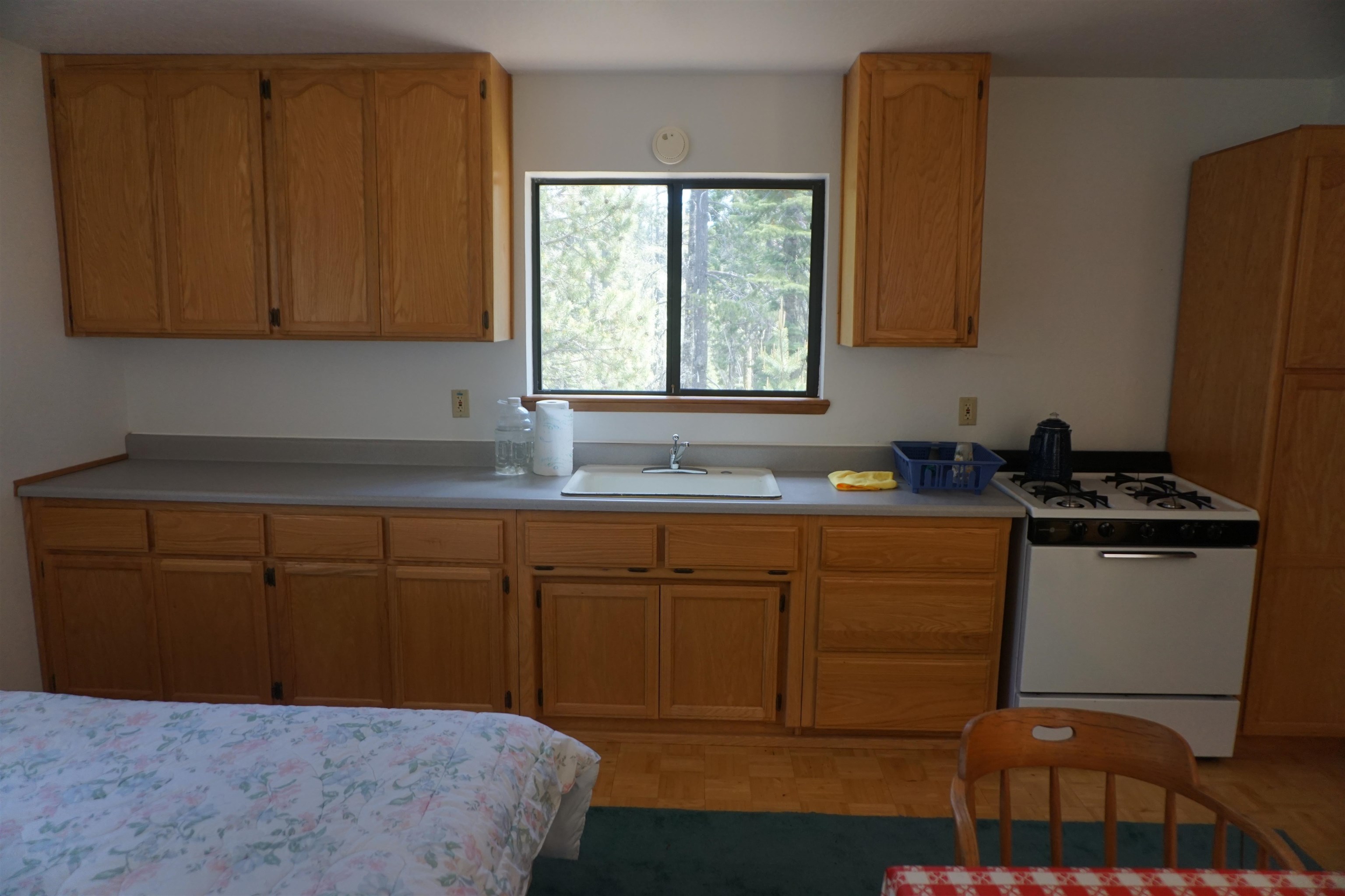 1334 Highlands Road Quincy, CA 95971 - Photo 27 of 47 a kitchen with sink window and cabinets