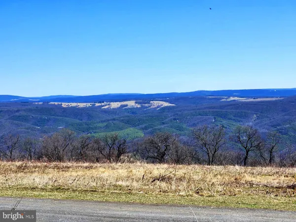 a view of ocean with green space