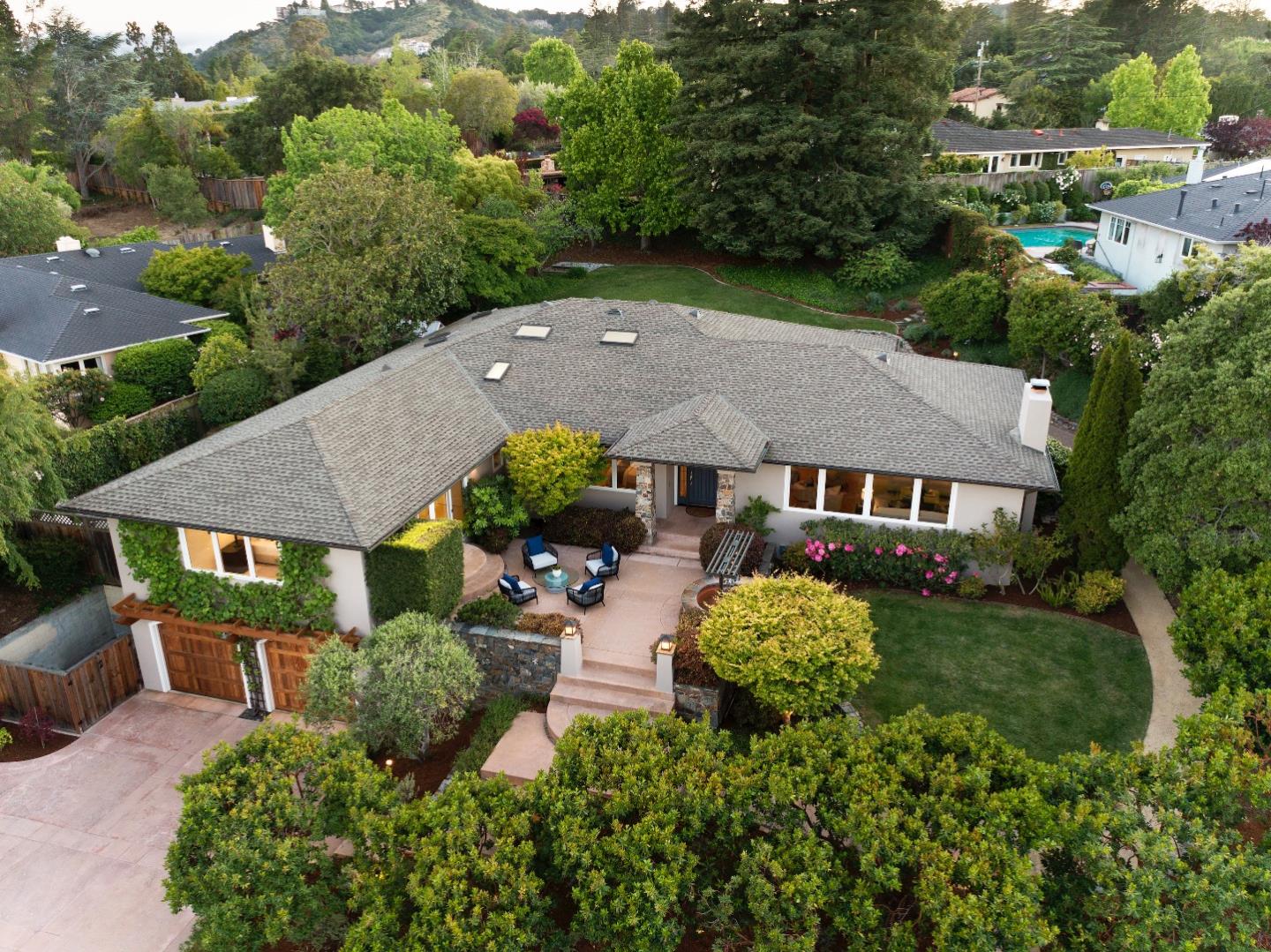 855 Longview Road Hillsborough, CA 94010 - Photo 1 of 32 an aerial view of a house with yard and green space