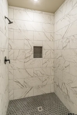 a bathroom with a bathtub