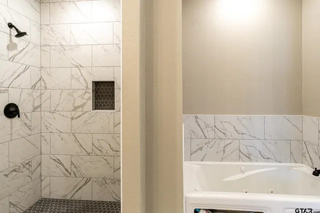 a bathroom with a shower