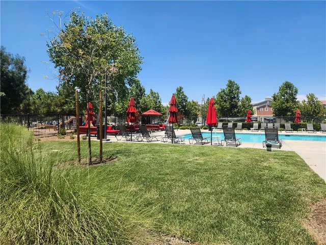 a view of a park with trees