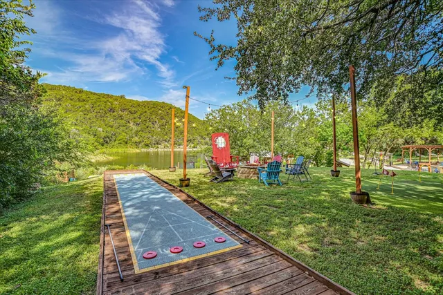 a view of a yard with an outdoor space